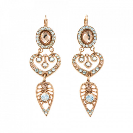 Cercei placati cu Aur roz de 24K, cu cristale Swarovski, Moondance | 1423/1-MOL361RG6-Bej-5688