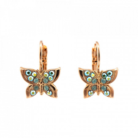 Cercei placati cu Aur roz de 24K, cu cristale Swarovski, Fern | 1155-2143RG6-Verde-5318