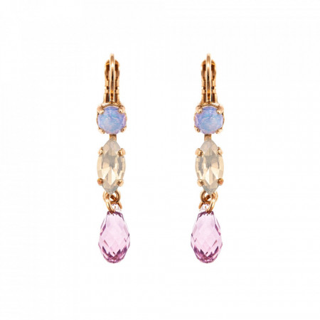 Cercei placati cu Aur roz de 24K, cu cristale Swarovski, Purple Rain | 1514/1-M83371RG6-Multicolor-6098