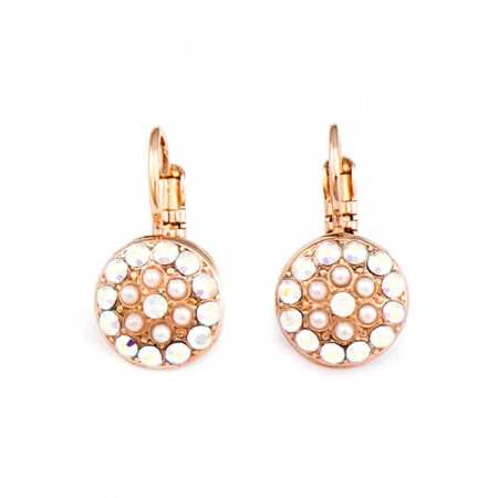 Cercei placati cu Aur roz de 24K, cu cristale Swarovski, Seashell | 1416-1201RG6-Alb-5618
