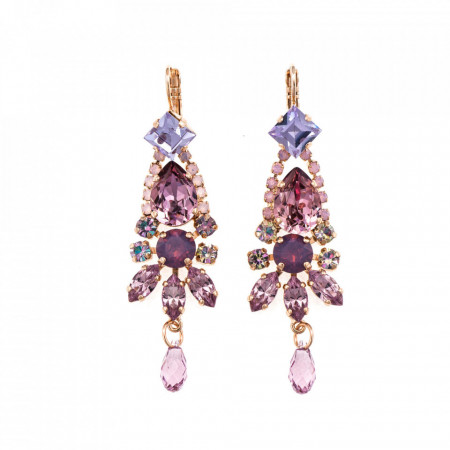 Cercei placati cu Aur roz de 24K, cu cristale Swarovski, Elizabeth | 1531-1022RG6-Multicolor-6118