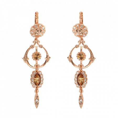 Cercei placati cu Aur roz de 24K, cu cristale Swarovski, Jackie | 1044-39132rg6-Bej-1528