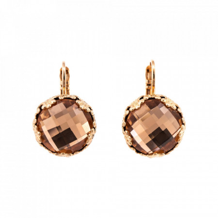 Cercei placati cu Aur roz de 24K, cu cristale Swarovski, Jackie | 1374-362ARG6-Bej-5468