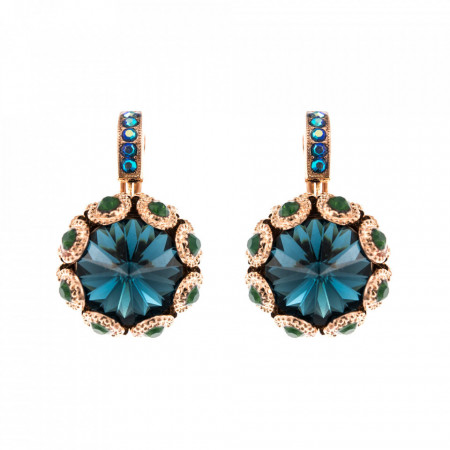 Cercei placati cu Aur roz de 24K, cu cristale Swarovski, Julia | 1386-1316RG6-Albastru-5518