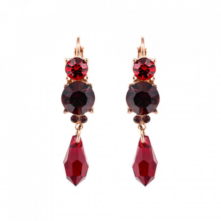 Cercei placati cu Aur roz de 24K, cu cristale Swarovski, Lady In Red | 1012/1-1070RG6-Rosu-1358