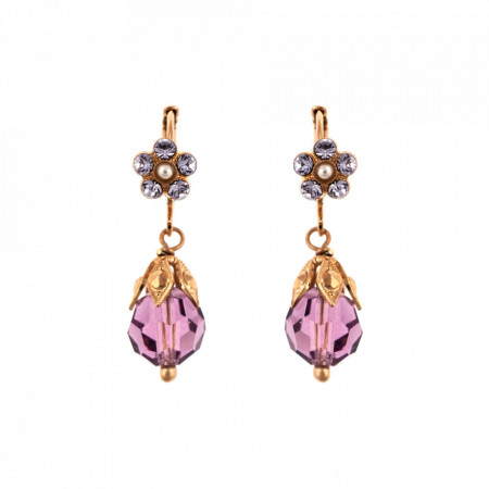 Cercei placati cu Aur roz de 24K, cu cristale Swarovski, Romance | 1424/3-139-10RG6-Multicolor-5698