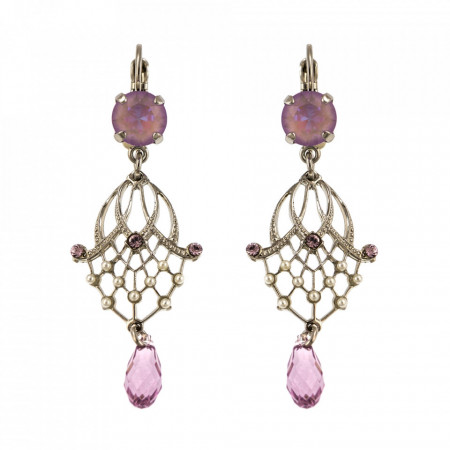 Cercei placati cu rodiu, cu cristale Swarovski, Romance | 1213-139-10RO6-Multicolor-5528