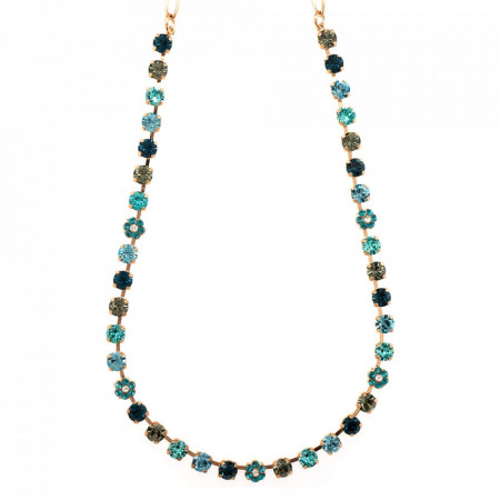 Colier placat cu Aur roz de 24K, cu cristale Swarovski, Nightfall | 3008/1-1114RG-Albastru-6238