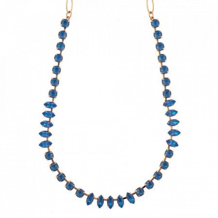 Colier placat cu Aur roz de 24K, cu cristale Swarovski, Ocean DeLite | 3633-143143RG-Albastru-6268
