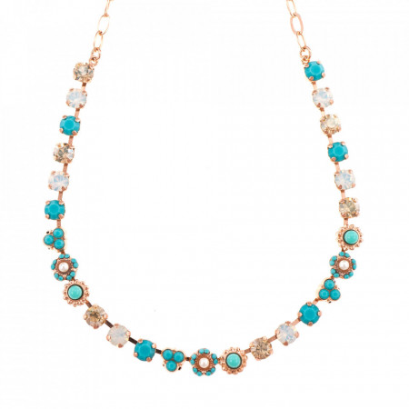 Colier placat cu Aur roz de 24K, cu cristale Swarovski, Sapphire Sky | 3028/1-807RG-Multicolor-6248