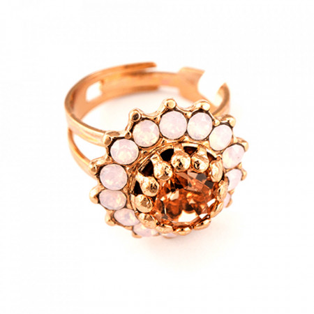 Inel placat cu Aur roz de 24K, cu cristale Swarovski, Tiara Day | 7163-2333RG-Multicolor-7718