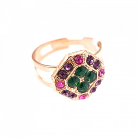 Inel placat cu Aur roz de 24K, cu cristale Swarovski, Luck | 7420/4-1033RG-Multicolor-7618