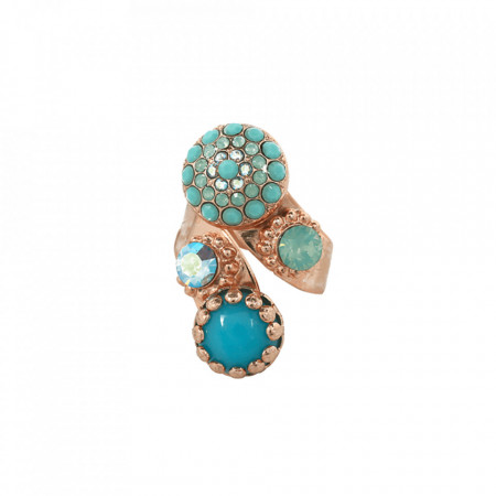 Inel placat cu Aur roz de 24K, cu cristale Swarovski, Sapphire Sky | 7141/2-2677RG-Verde-7708