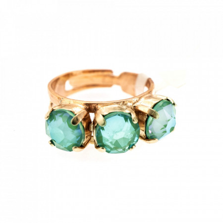 Inel placat cu Aur roz de 24K, cu cristale Swarovski, Silky Sage DeLite | 7435/3-169169RG-Verde-7628