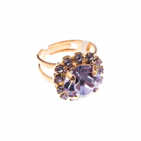 Inel placat cu Aur roz de 24K, cu cristale Swarovski, Violet - Colors | 7137/1-371371RG-Mov-7678
