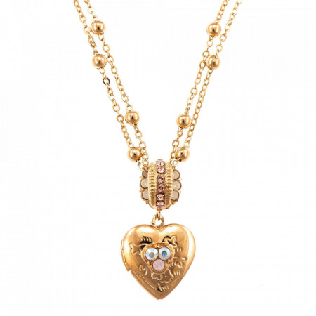 Pandantiv cu lant placat cu Aur roz de 24K, cu cristale Swarovski, Aura | 5003/2-1112RG-Multicolor-6278