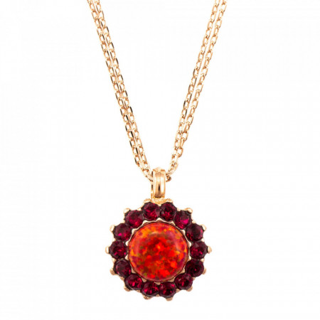 Pandantiv cu lant placat cu Aur roz de 24K, cu cristale Swarovski, FireFly | 5034/1SO-M2140RG-Rosu-6318