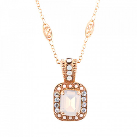 Pandantiv cu lant placat cu Aur roz de 24K, cu cristale Swarovski, Forever | 5040/3-5087RG-Alb-6328