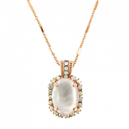 Pandantiv cu lant placat cu Aur roz de 24K, cu cristale Swarovski, Seashell | 5522/5-M1201RG-Alb-6978