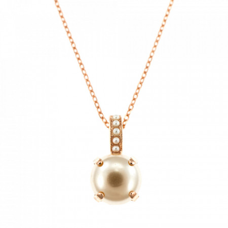 Pandantiv cu lant placat cu Aur roz de 24K, cu cristale Swarovski, June Lucky Birthstone | 5056-M48M48RG-Alb-6368