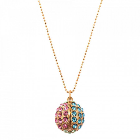 Pandantiv cu lant placat cu Aur roz de 24K, cu cristale Swarovski, Spring Flowers | 5076-2141RG-Multicolor-6408