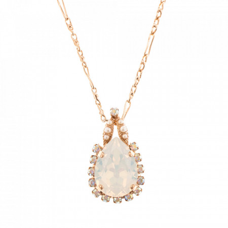 Pandantiv cu lant placat cu Aur roz de 24K, cu cristale Swarovski, Seashell | 5098/2-1201RG-Alb-6418