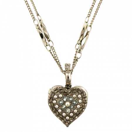 Pandantiv cu lant placat cu rodiu, cu cristale Swarovski, Earl Grey | 5007-1132RO-Alb/Gri, Gri/Bej-8988