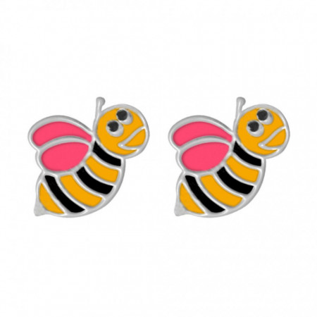 Cercei Argint 925 pentru copii, Funny Bee - Pink Wings-Multicolor-8289
