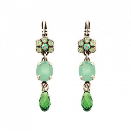 Cercei placati cu Argint 925, cu cristale Swarovski, Fern | 1019/1-2143SP6-Verde-1279