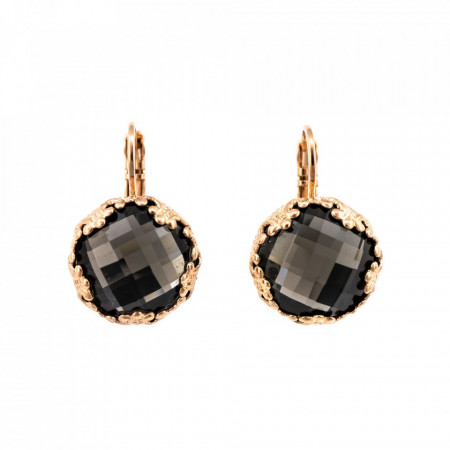 Cercei placati cu Aur roz de 24K, cu cristale Swarovski, Black Diamond | 1374-215ARG6-Gri-5459