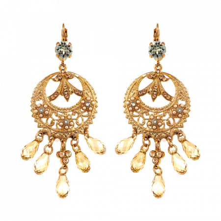 Cercei placati cu Aur roz de 24K, cu cristale Swarovski, Earl Grey | 1043/1-1132RG6-Gri/Bej-9129