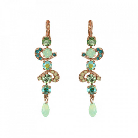 Cercei placati cu Aur roz de 24K, cu cristale Swarovski, Fern | 1236/1-1017rg6-Verde-5589