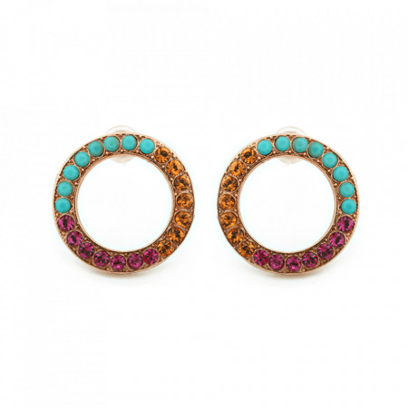Cercei placati cu Aur roz de 24K, cu cristale Swarovski, Happy Days | 1427-1007rg2-Multicolor-5709