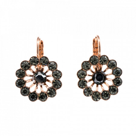 Cercei placati cu Aur roz de 24K, cu cristale Swarovski, Black Diamond | 1195/1-747RG6-Multicolor-5499