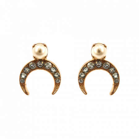 Cercei placati cu Aur roz de 24K, cu cristale Swarovski, Earl Grey | 1500-1132RG2-Alb/Gri-9119