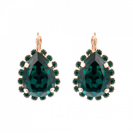 Cercei placati cu Aur roz de 24K, cu cristale Swarovski, Emerald | 1098/3-205205RG6-Verde-1849