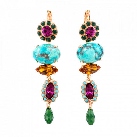 Cercei placati cu Aur roz de 24K, cu cristale Swarovski, Happy Days | 1076-M1007RG6-Multicolor-1749