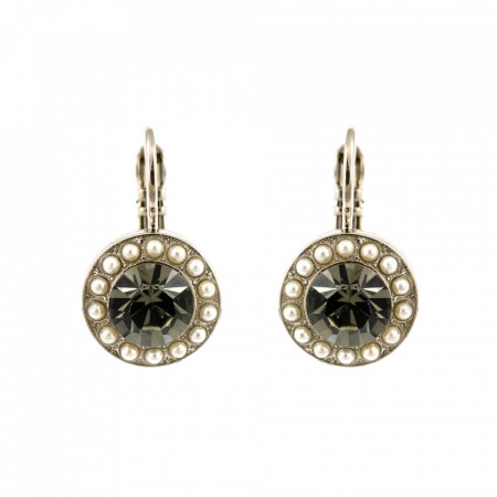 Cercei placati cu rodiu, cu cristale Swarovski, Earl Grey | 1129-1132RO6-Alb/Bej-8999