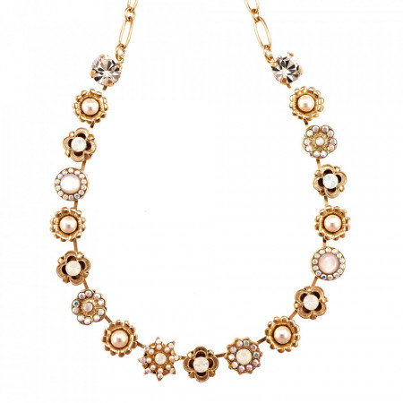 Colier placat cu Aur roz de 24K, cu cristale Swarovski, Seashell | 3123-M1201RG-Alb-6099