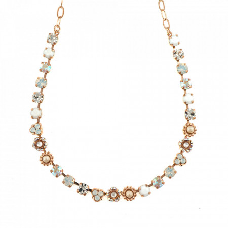 Colier placat cu Aur roz de 24K, cu cristale Swarovski, Seashell | 3028/1-M1201RG-Alb-6249