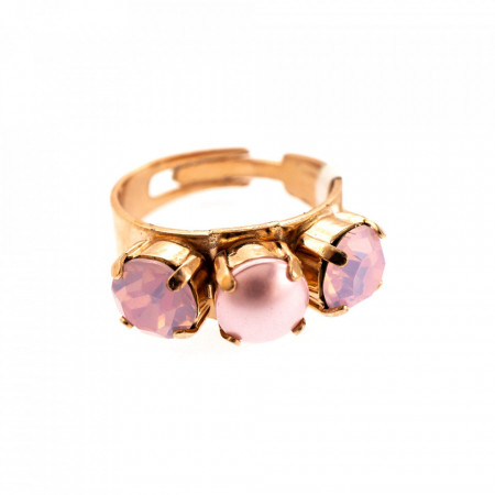 Inel placat cu Aur roz de 24K, cu cristale Swarovski, Antigua | 7535/1-395121RG-Roz-7669