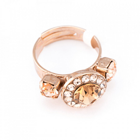 Inel placat cu Aur roz de 24K, cu cristale Swarovski, Jackie | 7084-39132RG-Bej-7529