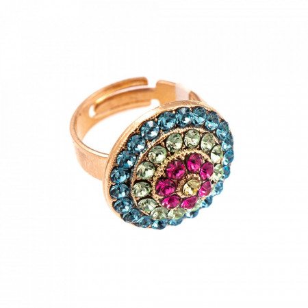 Inel placat cu Aur roz de 24K, cu cristale Swarovski, Spring Flowers | 7408/1-2141RG-Multicolor-7579