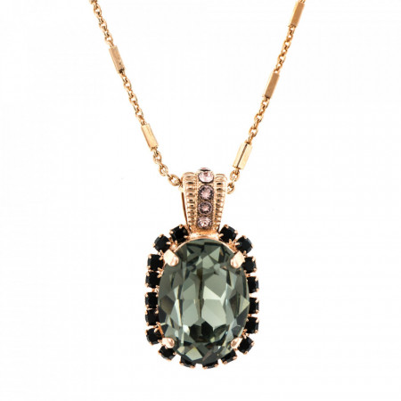 Pandantiv cu lant placat cu Aur roz de 24K, cu cristale Swarovski, Black Diamond | 5522/5-1073RG-Multicolor-6969