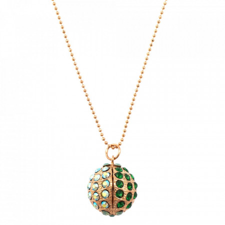 Pandantiv cu lant placat cu Aur roz de 24K, cu cristale Swarovski, Fern | 5076-2143RG-Verde-6409