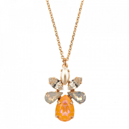 Pandantiv cu lant placat cu Aur roz de 24K, cu cristale Swarovski, Gardenia | 5032/8-1913RG-Alb-6309