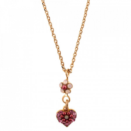 Pandantiv cu lant placat cu Aur roz de 24K, cu cristale Swarovski, Antigua | 5322/9-223-1RG-Roz-6879