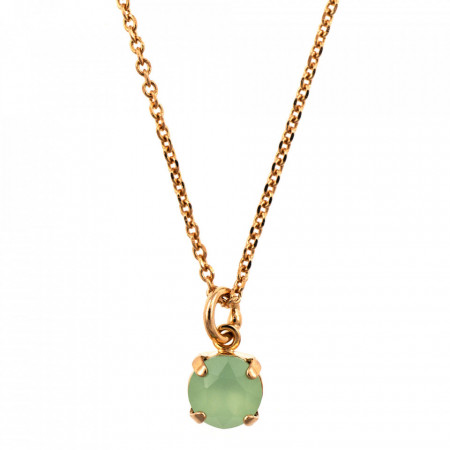 Pandantiv cu lant placat cu Aur roz de 24K, cu cristale Swarovski, Fern | 5440-008RG-Verde-8929