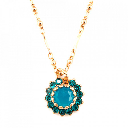 Pandantiv cu lant placat cu Aur roz de 24K, cu cristale Swarovski, Julia | 5163-M3322RG-Multicolor-6749