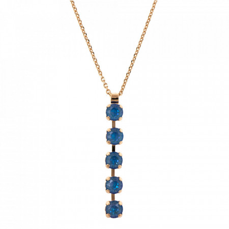 Pandantiv cu lant placat cu Aur roz de 24K, cu cristale Swarovski, Ocean DeLite | 5430/5-143143RG-Albastru-6949